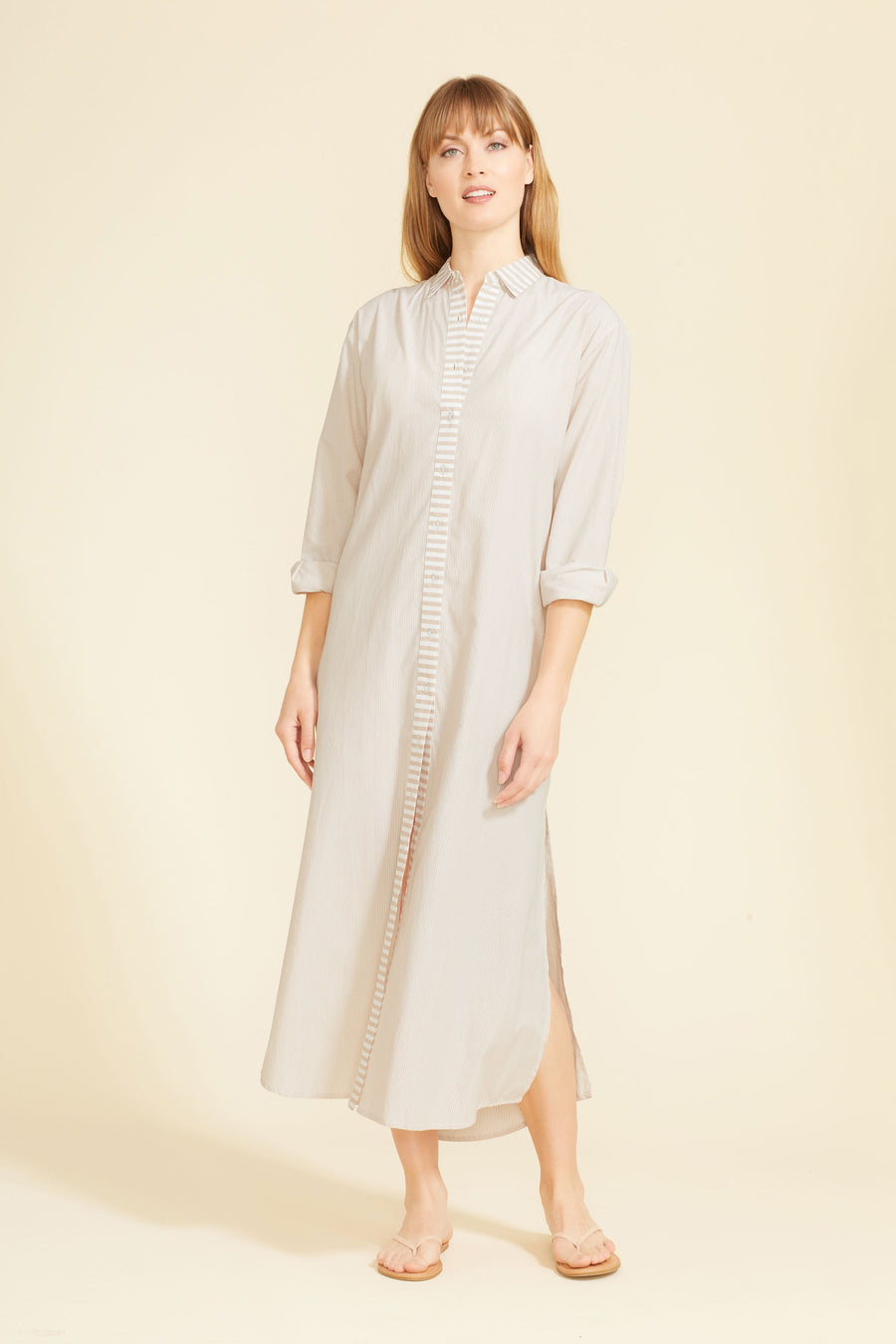 Riga Dress - Tan Stripes