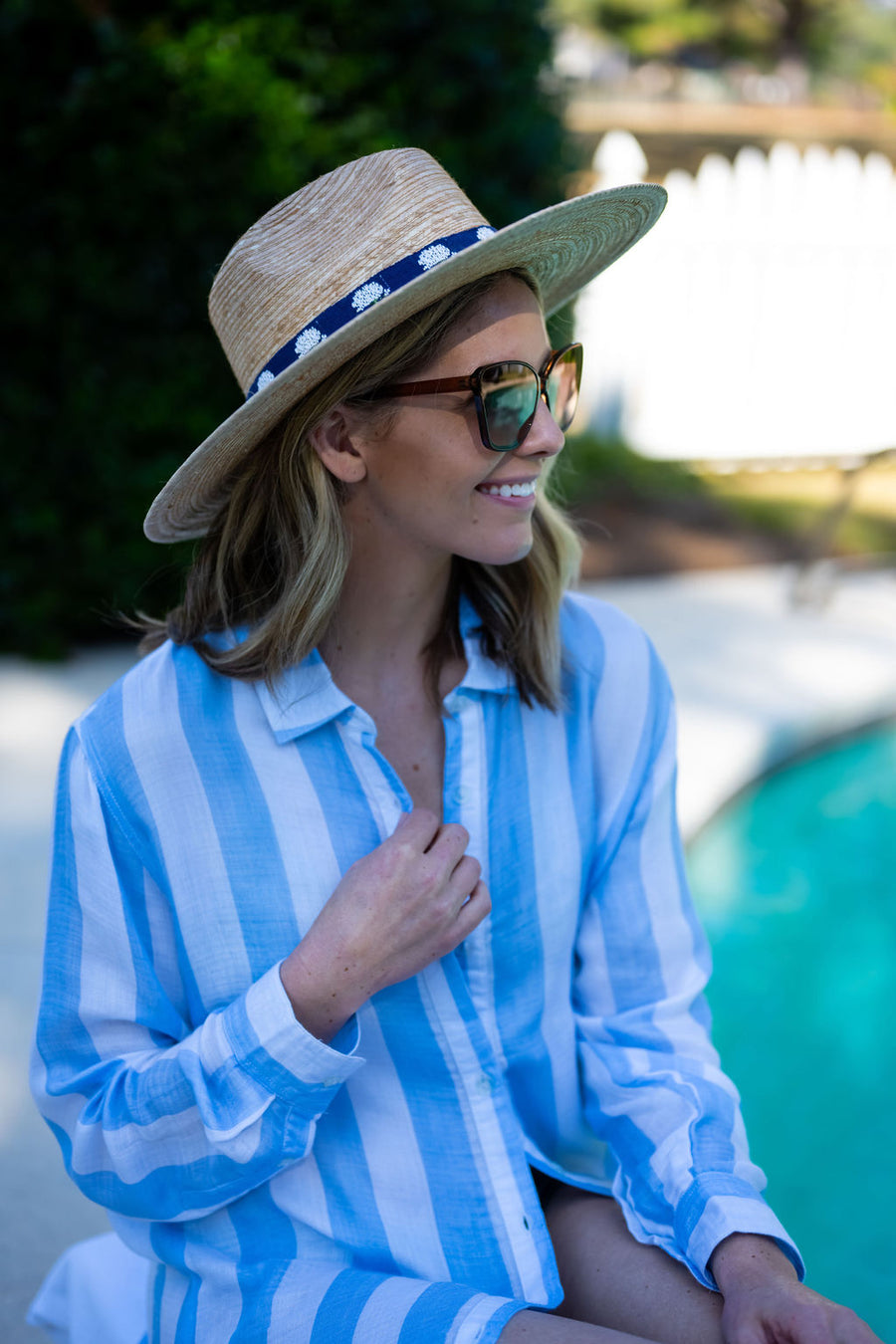 Positano Shirt Dress - Blue/White Cabana Stripes