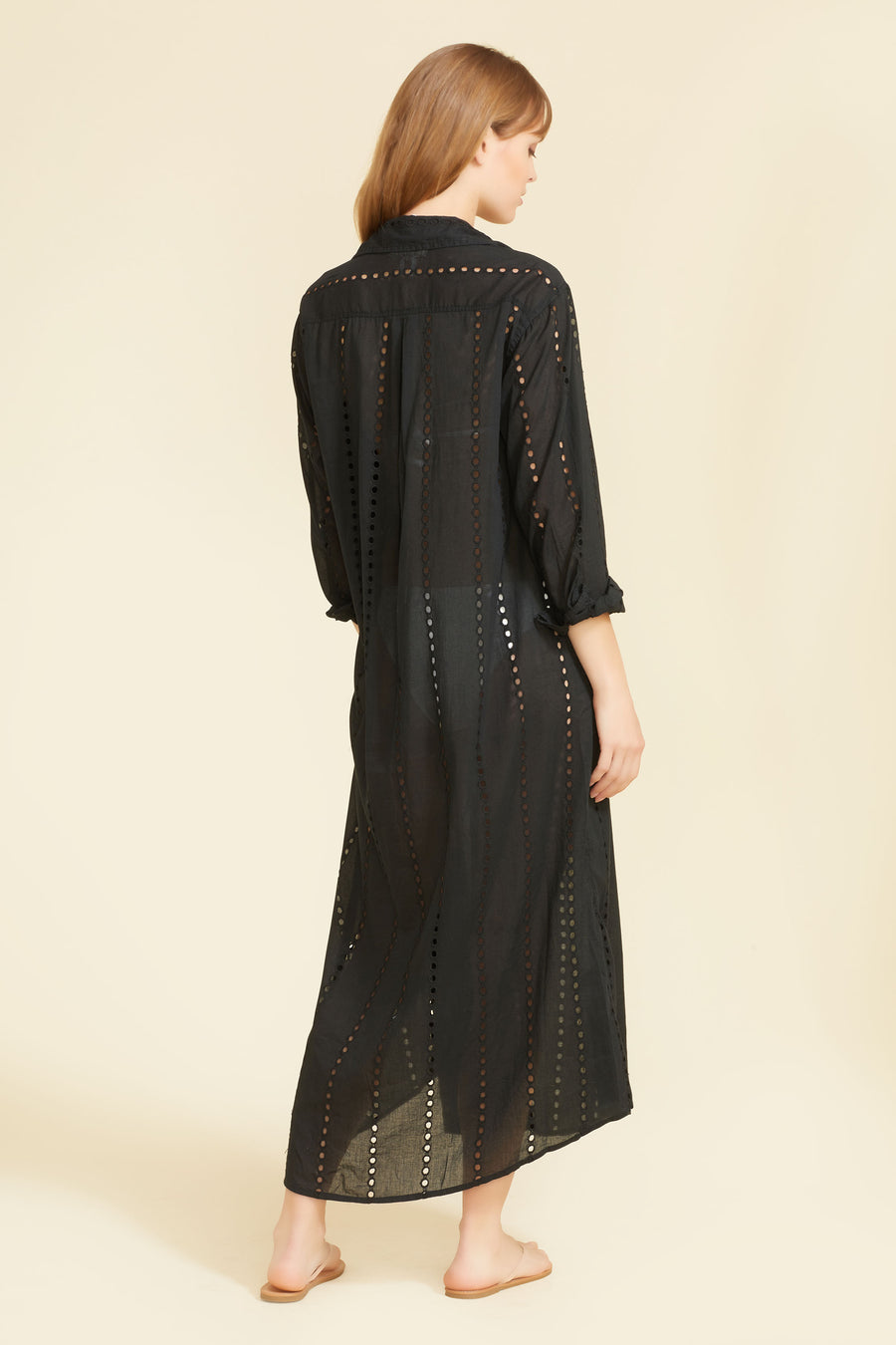 Positano Maxi Shirt Dress - Black