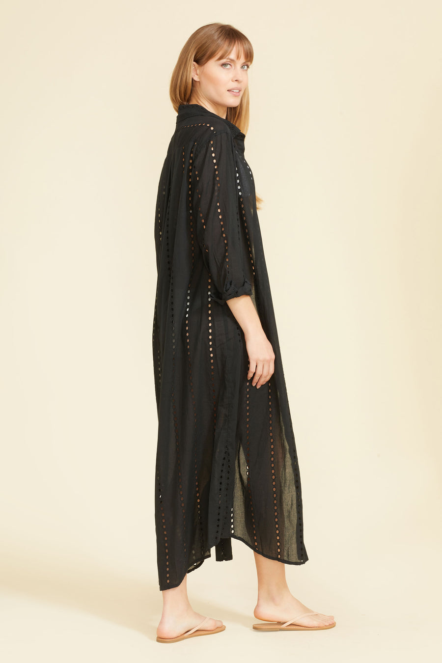 Positano Maxi Shirt Dress - Black