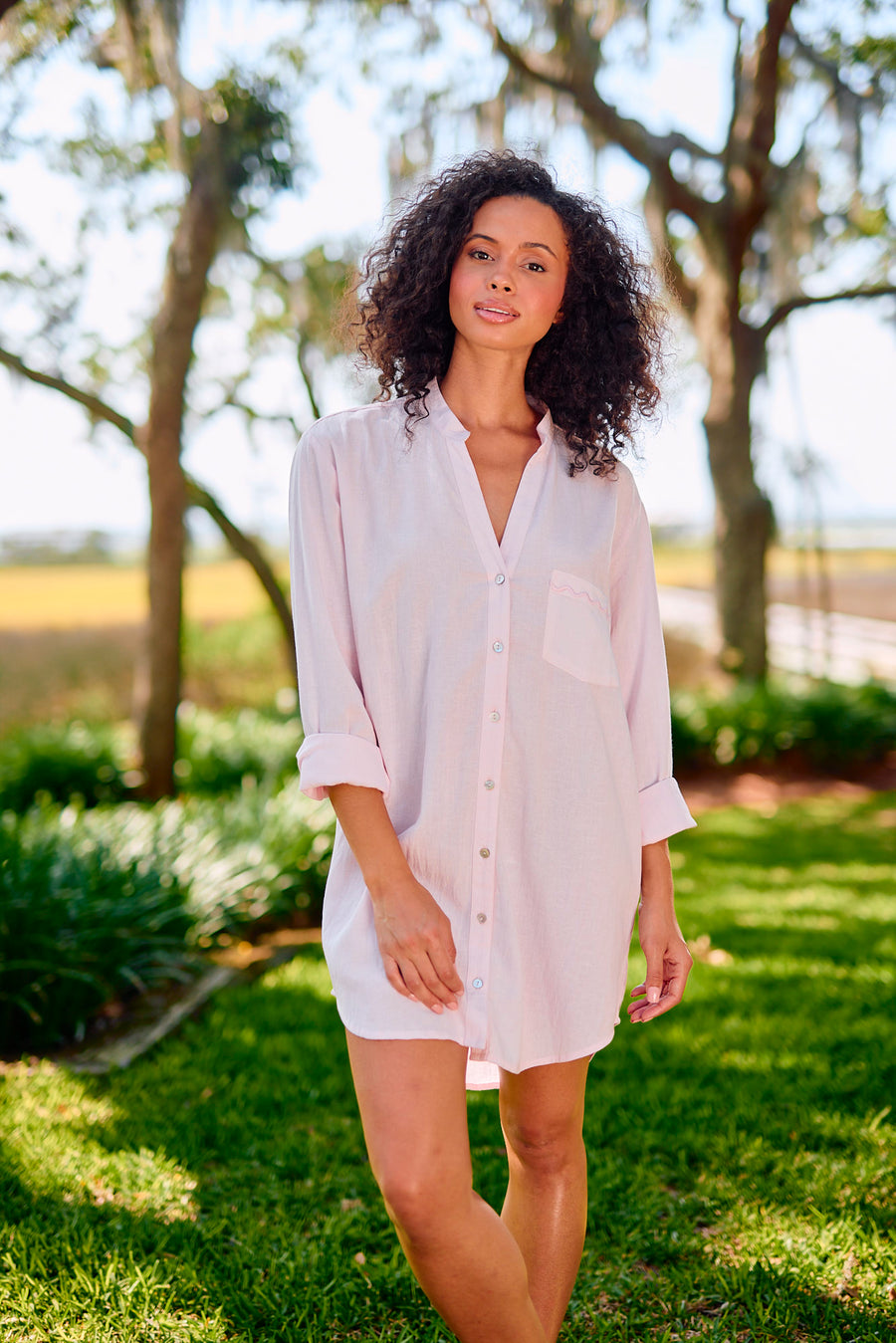 Luna Shirt Dress - Light Pink - FINAL SALE